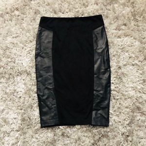 Women’s black leather skirt